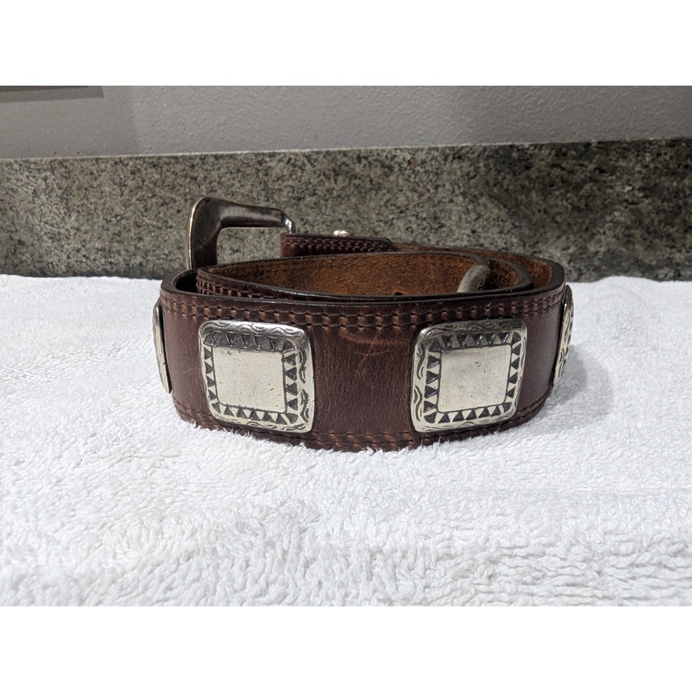 Vintage Billy Belts California Western Leather Belt Silver Conchos Size 30 USA - Picture 2 of 16
